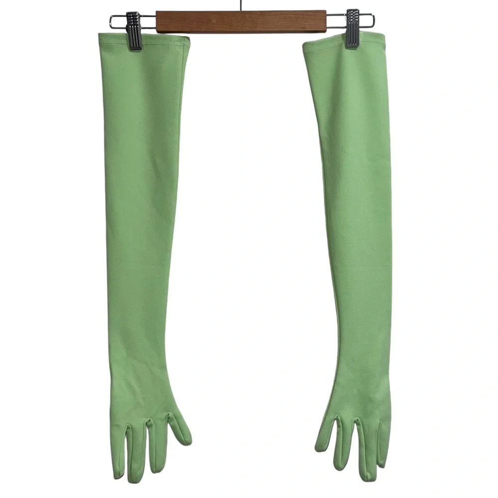 Miscreants London Strapless Cupid Mini Dress With Gloves In Mint Green